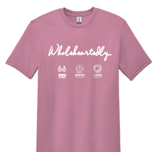 Wholeheartedly t-shirt, simplified design