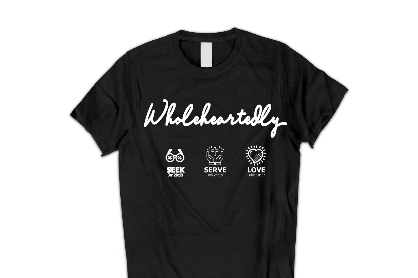 Wholeheartedly t-shirt, simplified design