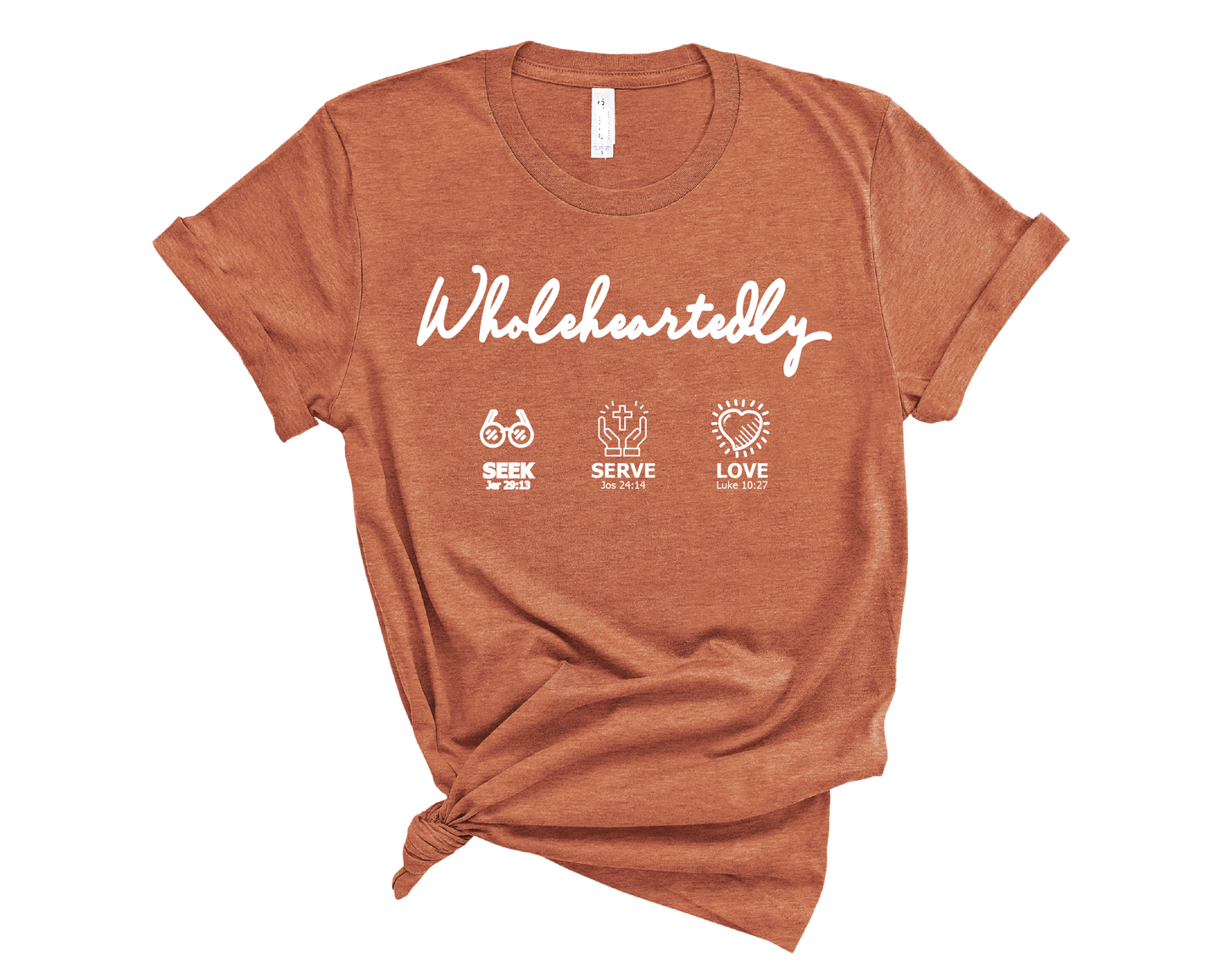 Wholeheartedly t-shirt, simplified design